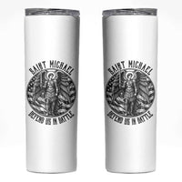 Saint Michael Defend Us In Battle Skinny Tumbler American Flag Patriotic