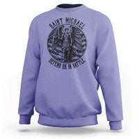 Saint Michael Defend Us In Battle Sweatshirt American Flag Patriotic