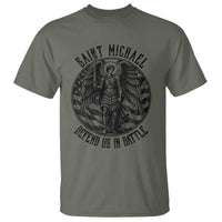 Saint Michael Defend Us In Battle T Shirt American Flag Patriotic
