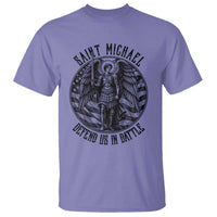 Saint Michael Defend Us In Battle T Shirt American Flag Patriotic