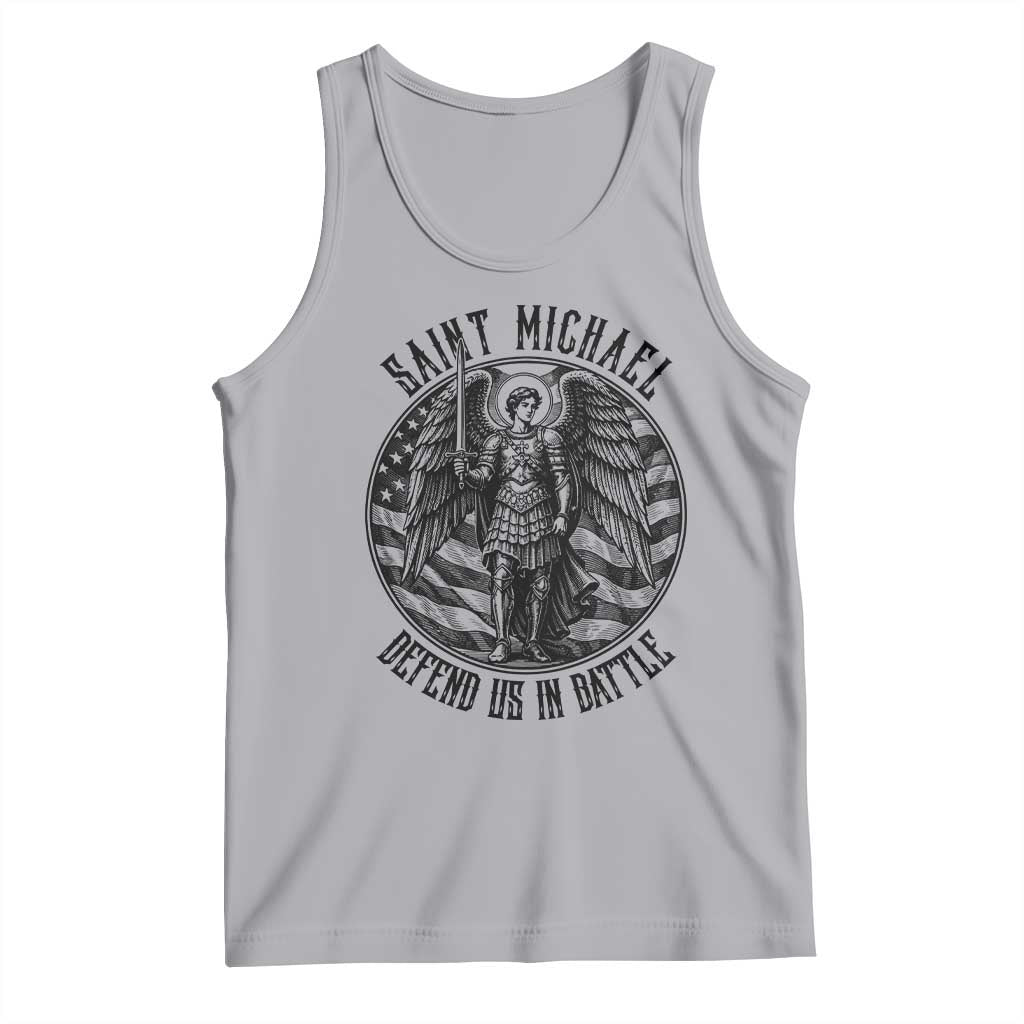 Saint Michael Defend Us In Battle Tank Top American Flag Patriotic