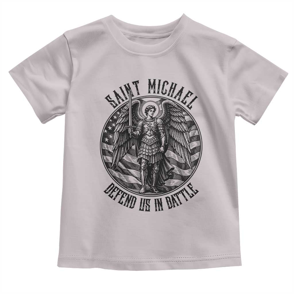 Saint Michael Defend Us In Battle Toddler T Shirt American Flag Patriotic