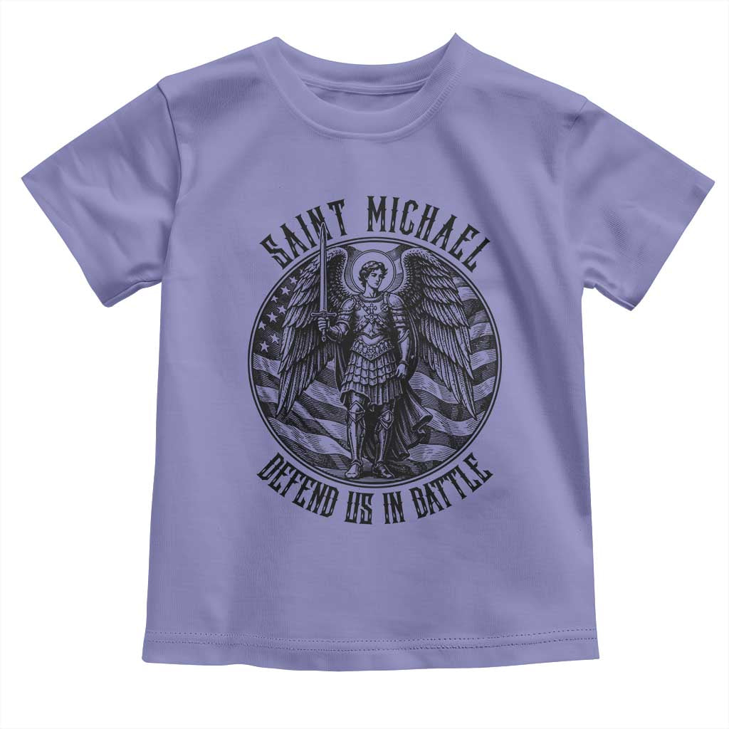 Saint Michael Defend Us In Battle Toddler T Shirt American Flag Patriotic