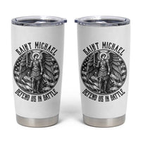 Saint Michael Defend Us In Battle Tumbler Cup American Flag Patriotic