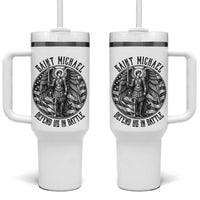 Saint Michael Defend Us In Battle Tumbler With Handle American Flag Patriotic
