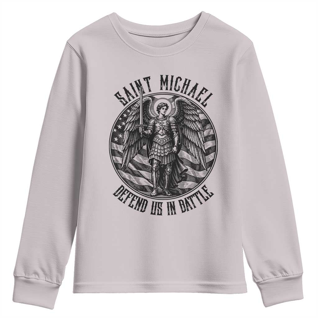 Saint Michael Defend Us In Battle Youth Sweatshirt American Flag Patriotic