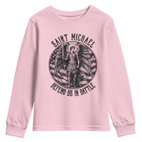 Saint Michael Defend Us In Battle Youth Sweatshirt American Flag Patriotic