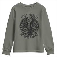 Saint Michael Defend Us In Battle Youth Sweatshirt American Flag Patriotic