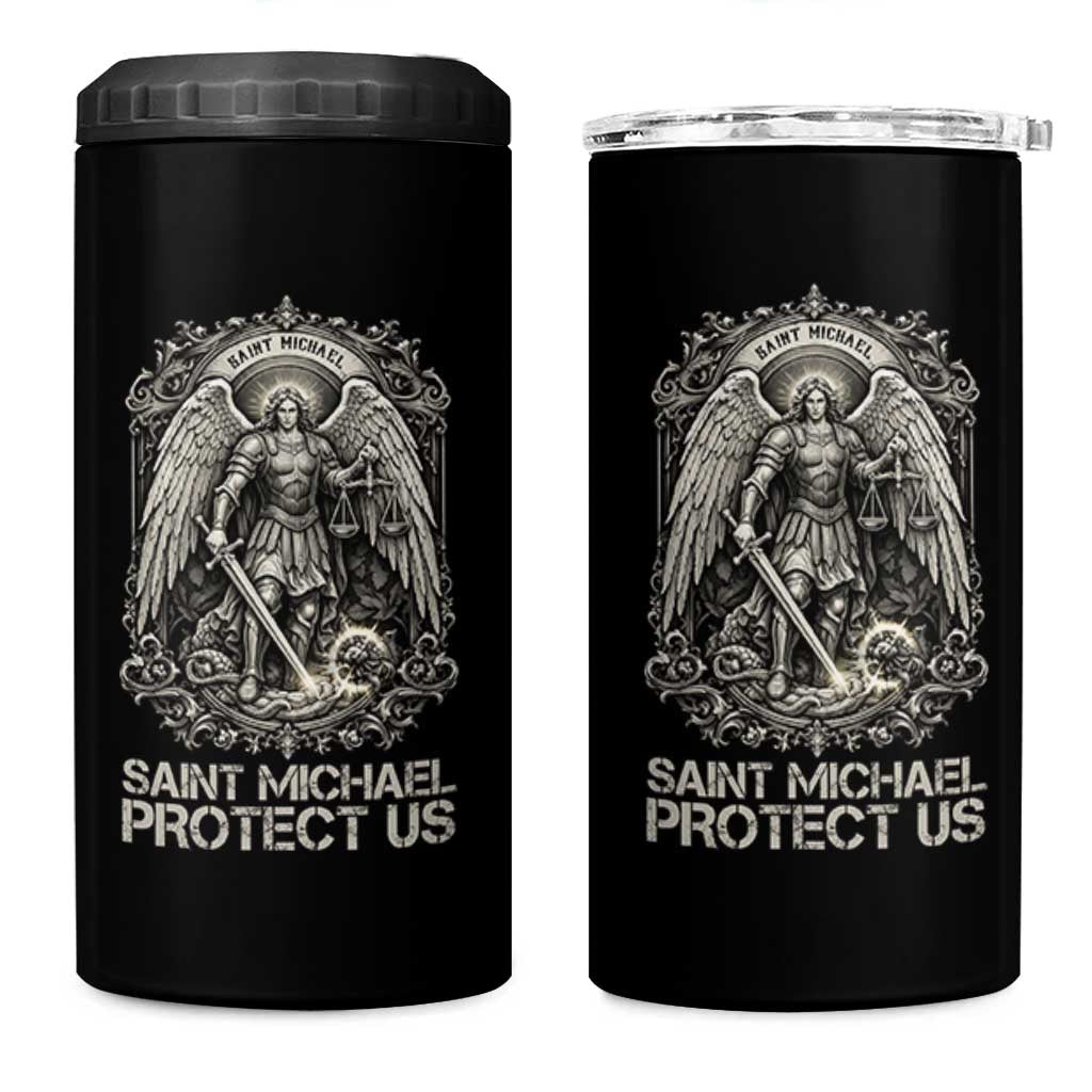 St Michael The Archangel Protect Us 4 in 1 Can Cooler Tumbler Christian Faith Gift