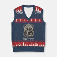 St Michael The Archangel Protect Us V-Neck Knit Sweater Vest Christian Faith Gift