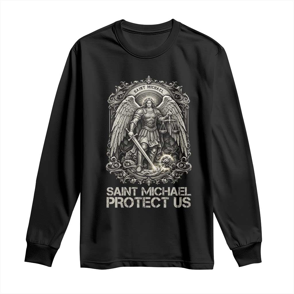 St Michael The Archangel Protect Us Long Sleeve Shirt Christian Faith Gift
