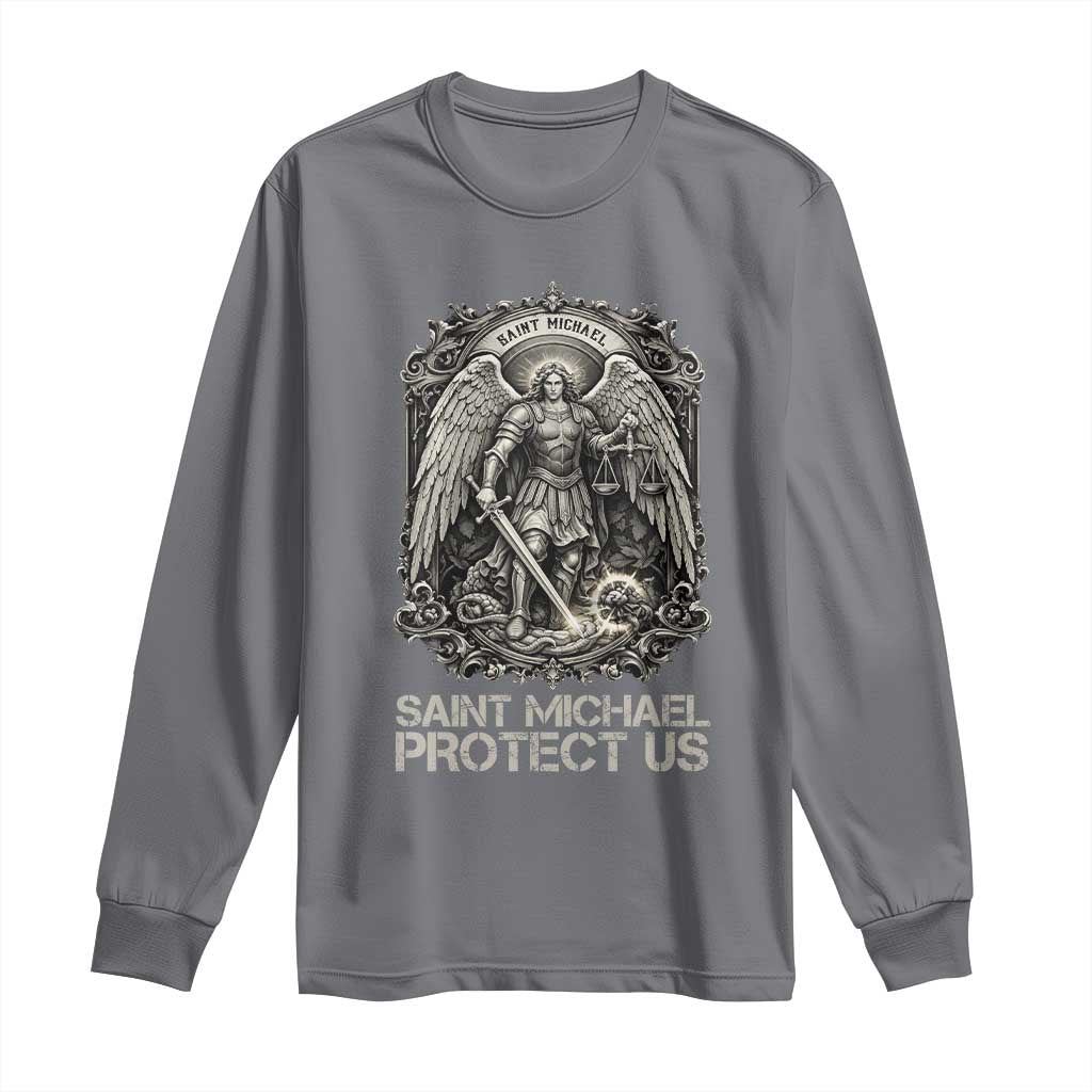 St Michael The Archangel Protect Us Long Sleeve Shirt Christian Faith Gift