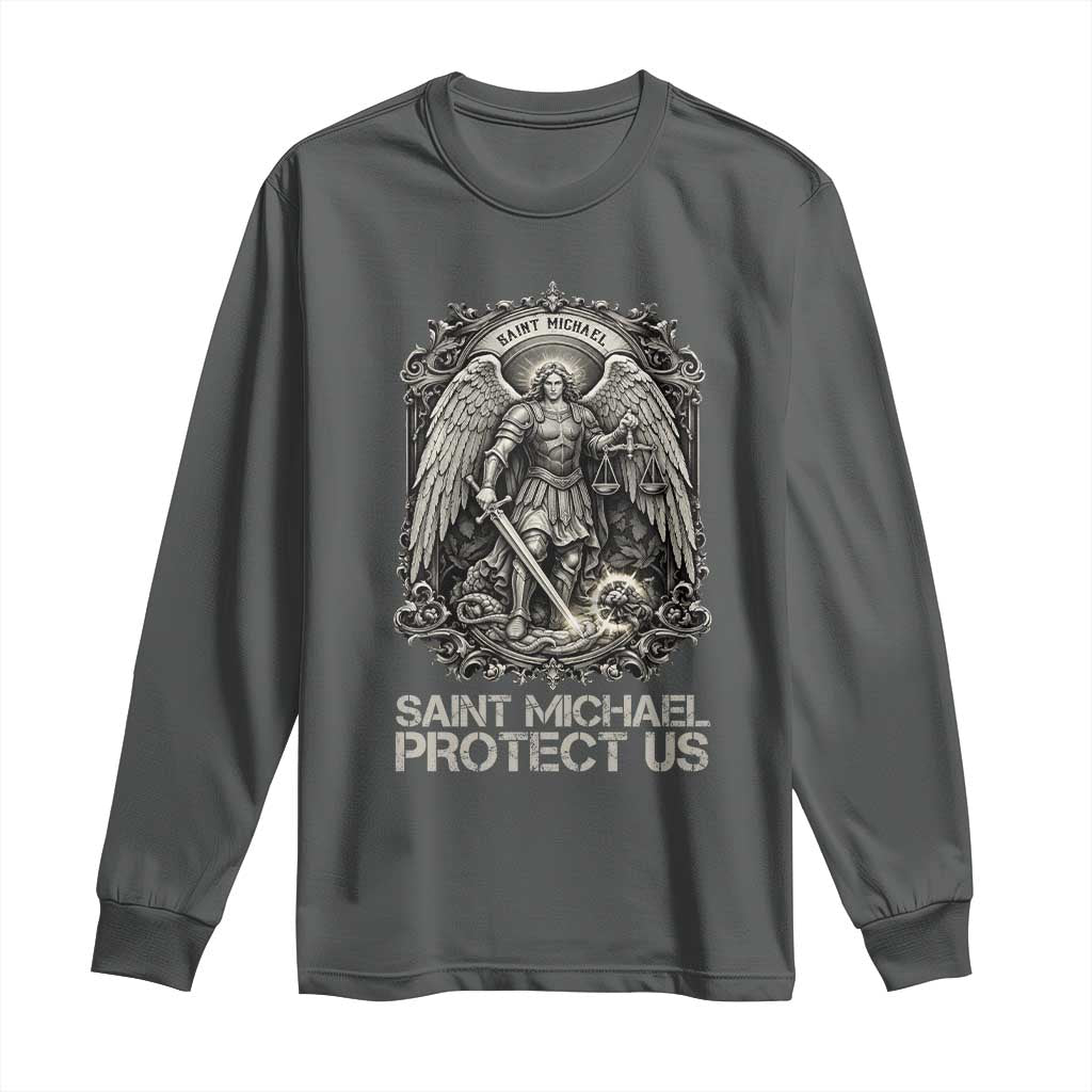 St Michael The Archangel Protect Us Long Sleeve Shirt Christian Faith Gift