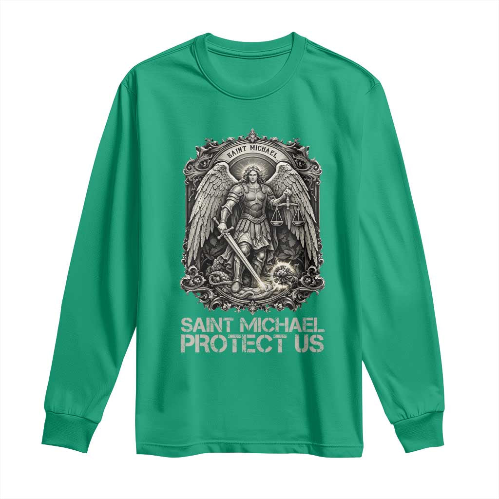 St Michael The Archangel Protect Us Long Sleeve Shirt Christian Faith Gift