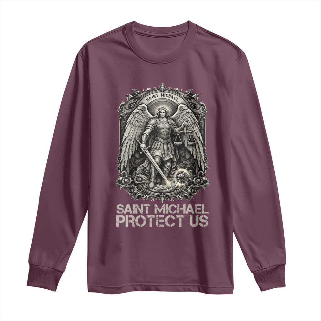 St Michael The Archangel Protect Us Long Sleeve Shirt Christian Faith Gift