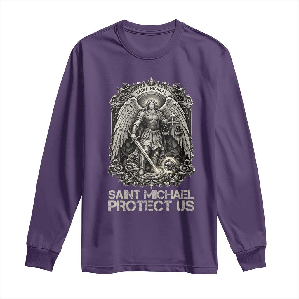 St Michael The Archangel Protect Us Long Sleeve Shirt Christian Faith Gift