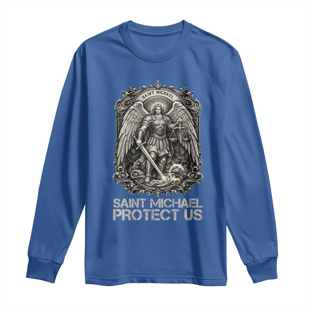 St Michael The Archangel Protect Us Long Sleeve Shirt Christian Faith Gift