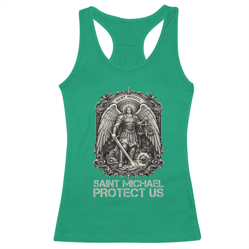 St Michael The Archangel Protect Us Racerback Tank Top Christian Faith Gift