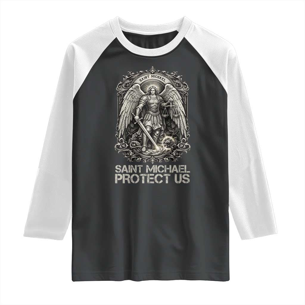 St Michael The Archangel Protect Us Raglan Shirt Christian Faith Gift