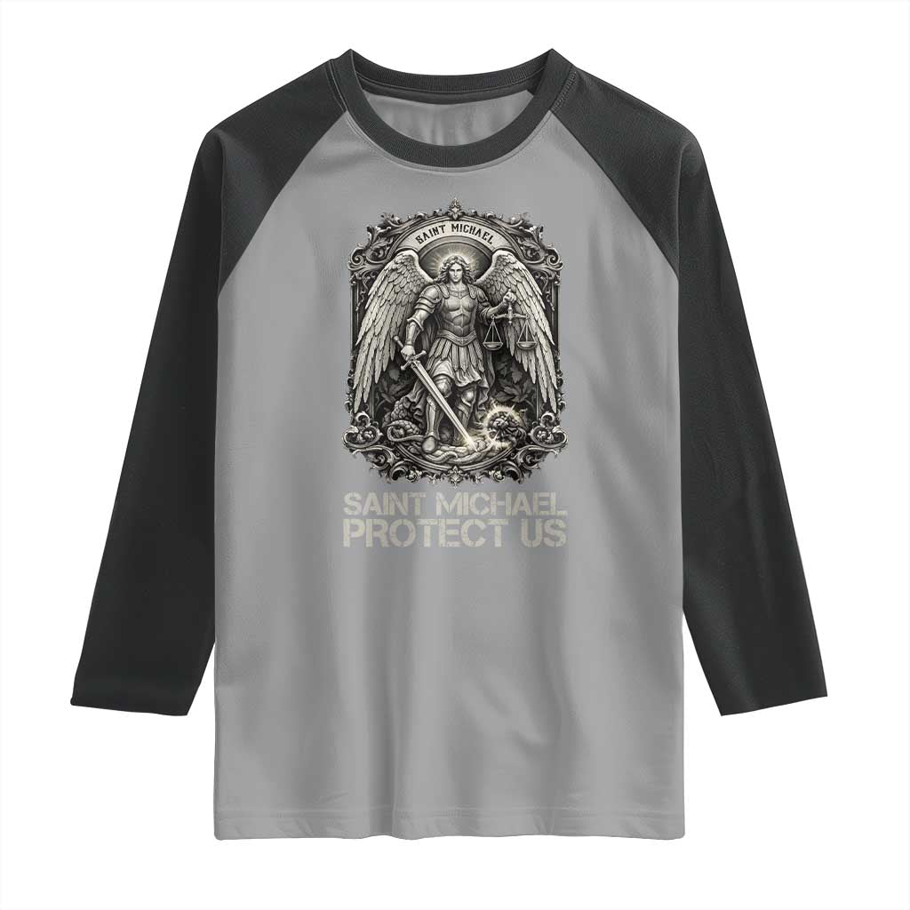 St Michael The Archangel Protect Us Raglan Shirt Christian Faith Gift