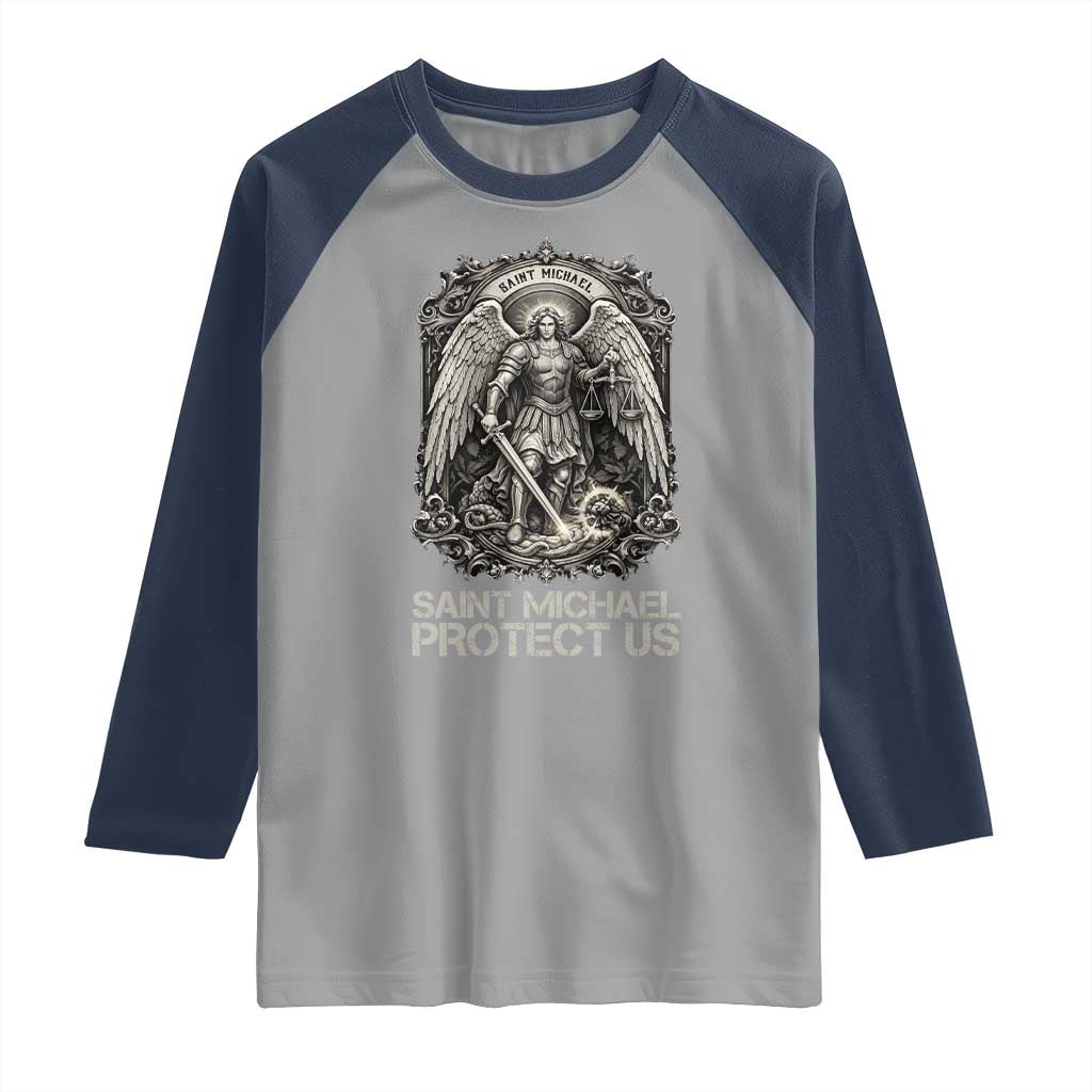 St Michael The Archangel Protect Us Raglan Shirt Christian Faith Gift