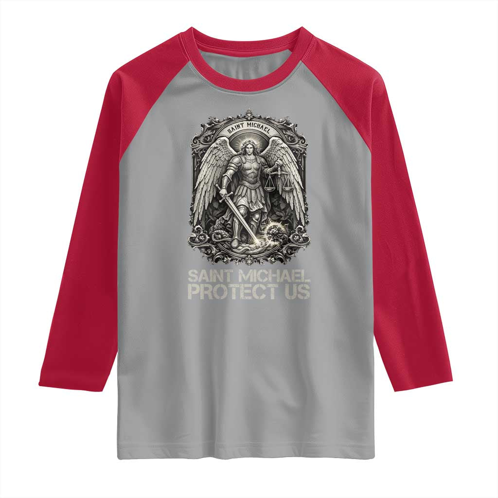 St Michael The Archangel Protect Us Raglan Shirt Christian Faith Gift