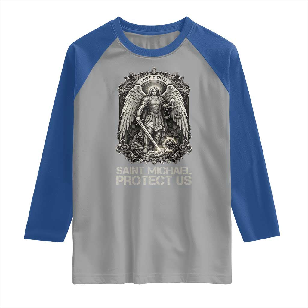 St Michael The Archangel Protect Us Raglan Shirt Christian Faith Gift