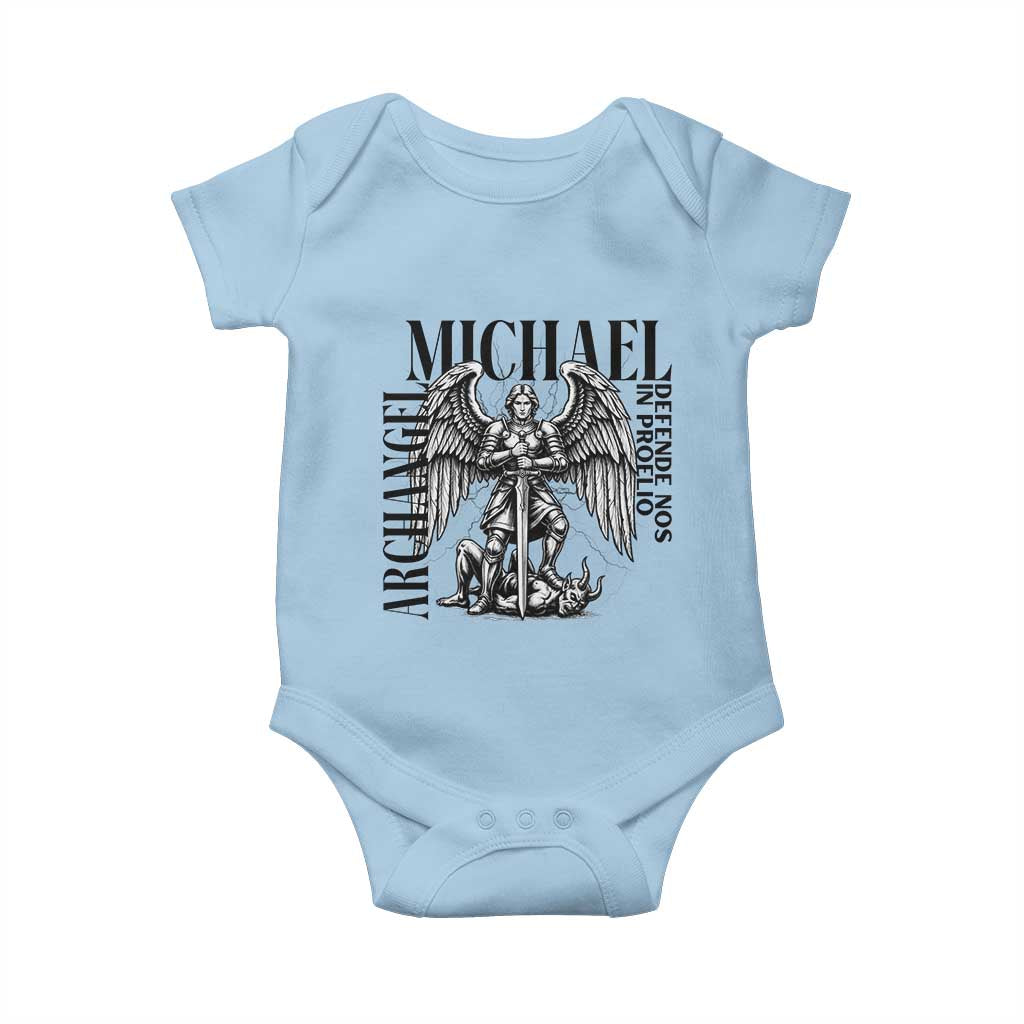 Saint Michael Archangel Defende Nos In Proelio Baby Onesie Christian Faith Gift