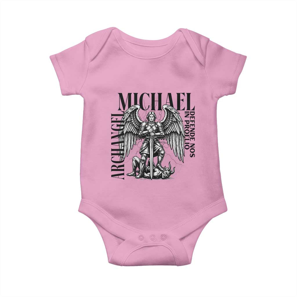Saint Michael Archangel Defende Nos In Proelio Baby Onesie Christian Faith Gift