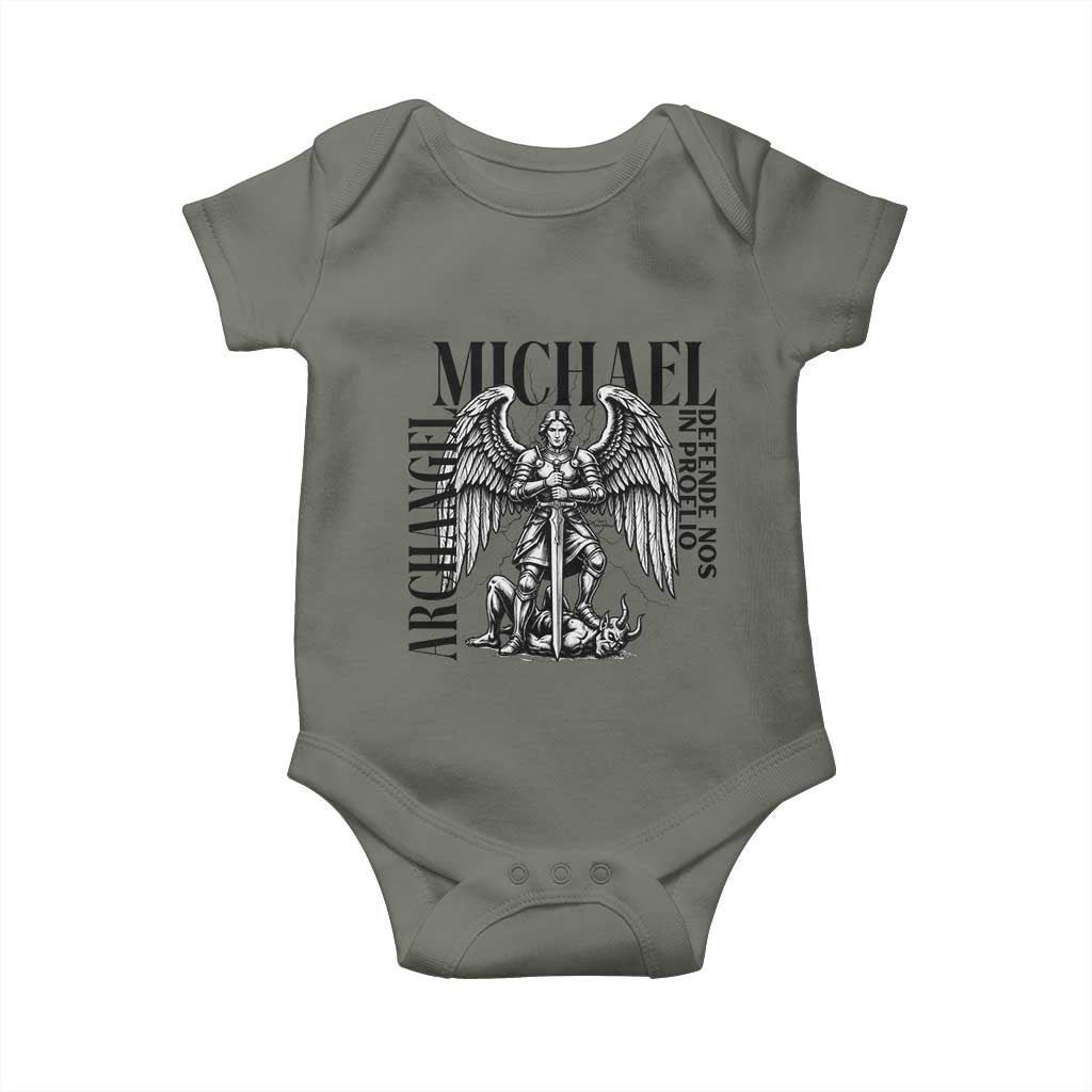 Saint Michael Archangel Defende Nos In Proelio Baby Onesie Christian Faith Gift