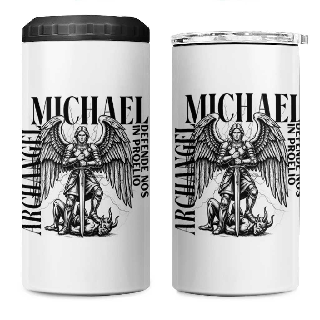 Saint Michael Archangel Defende Nos In Proelio 4 in 1 Can Cooler Tumbler Christian Faith Gift