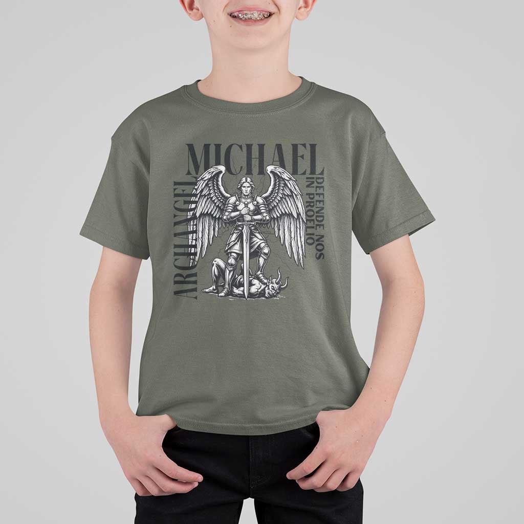 Saint Michael Archangel Defende Nos In Proelio T Shirt For Kid Christian Faith Gift