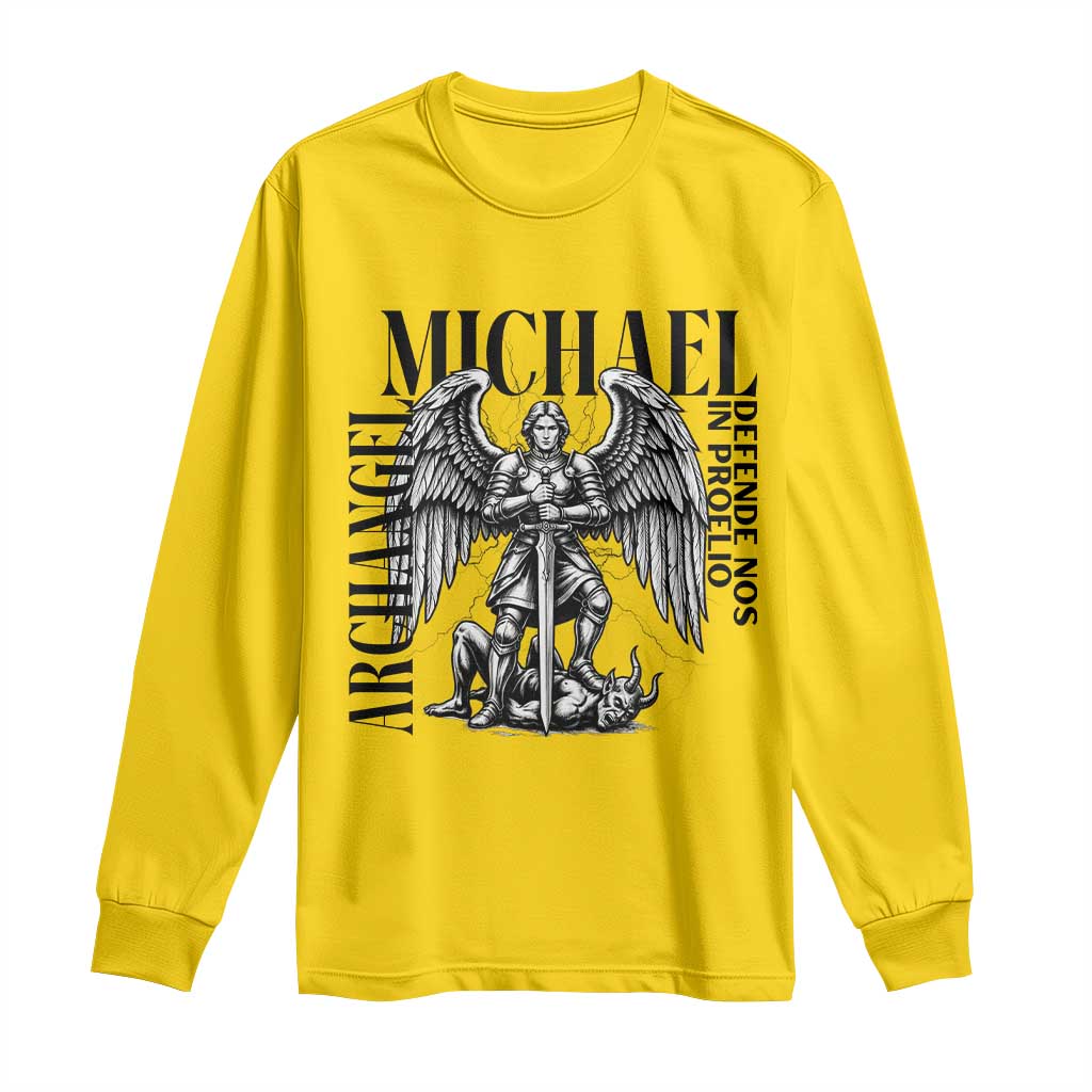 Saint Michael Archangel Defende Nos In Proelio Long Sleeve Shirt Christian Faith Gift