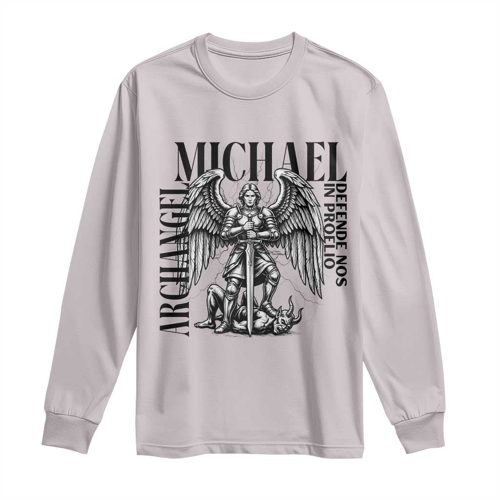 Saint Michael Archangel Defende Nos In Proelio Long Sleeve Shirt Christian Faith Gift