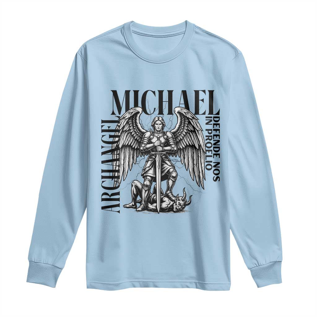 Saint Michael Archangel Defende Nos In Proelio Long Sleeve Shirt Christian Faith Gift