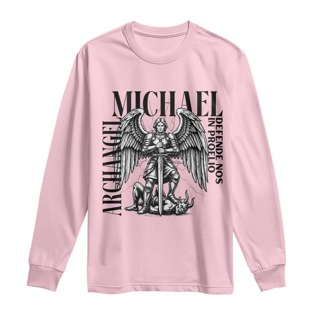 Saint Michael Archangel Defende Nos In Proelio Long Sleeve Shirt Christian Faith Gift