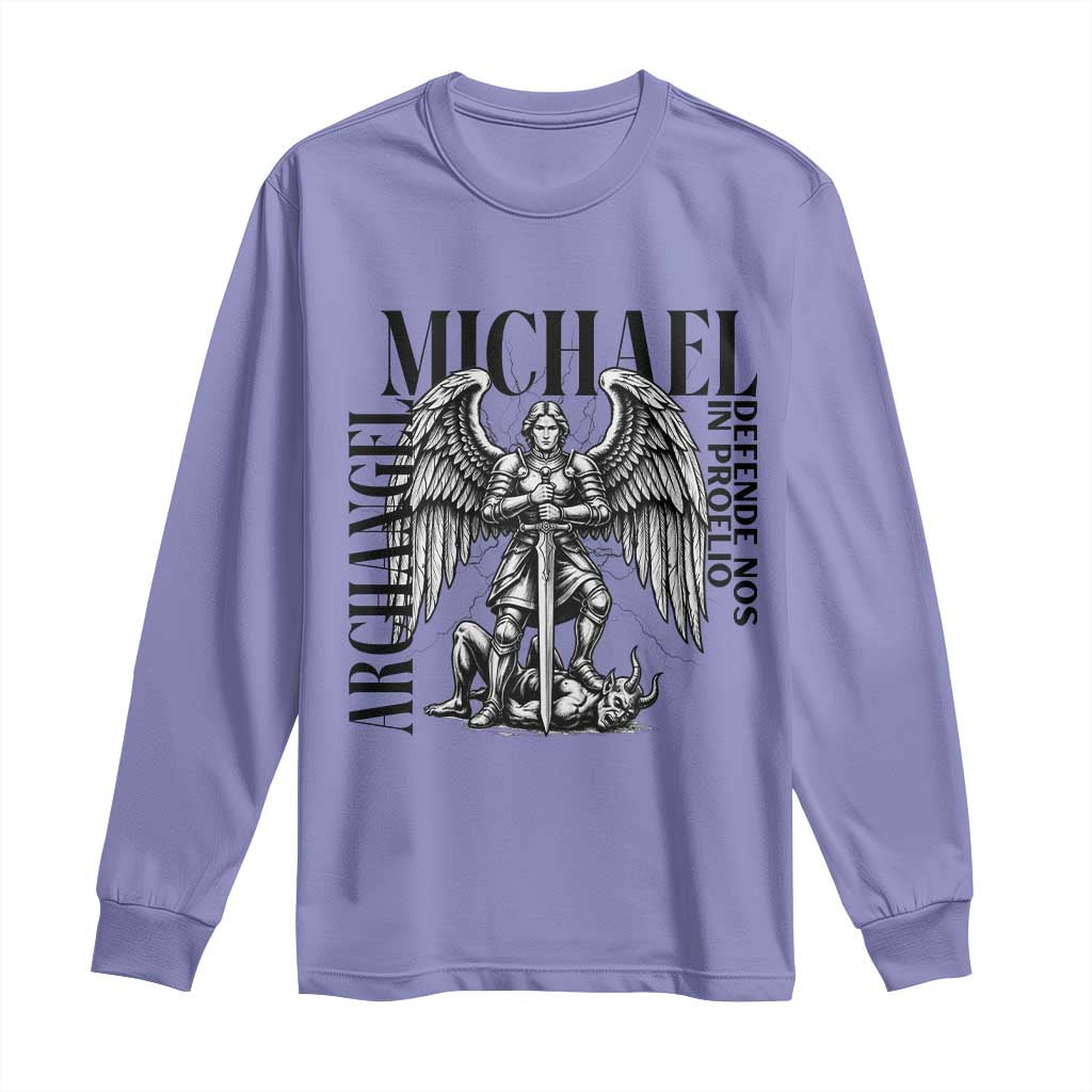 Saint Michael Archangel Defende Nos In Proelio Long Sleeve Shirt Christian Faith Gift