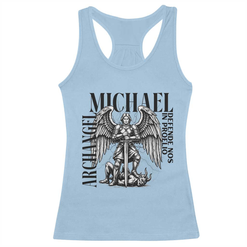 Saint Michael Archangel Defende Nos In Proelio Racerback Tank Top Christian Faith Gift