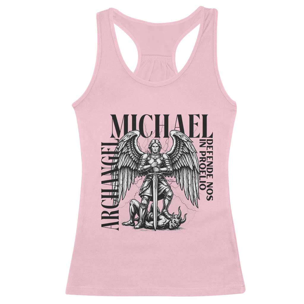 Saint Michael Archangel Defende Nos In Proelio Racerback Tank Top Christian Faith Gift