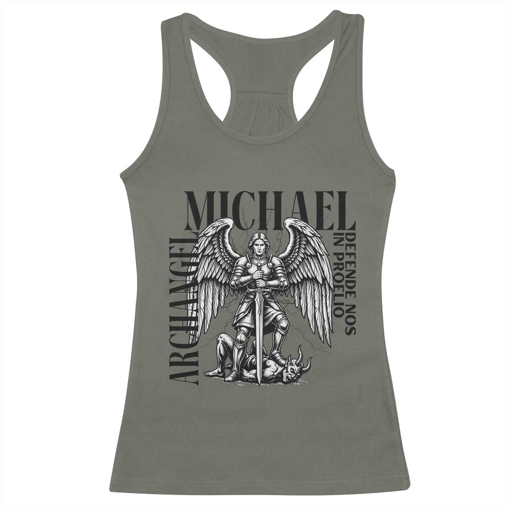 Saint Michael Archangel Defende Nos In Proelio Racerback Tank Top Christian Faith Gift