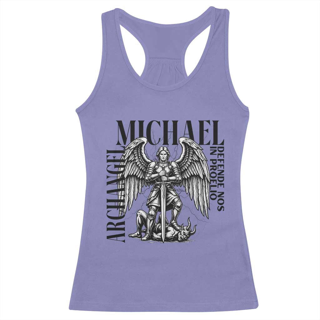 Saint Michael Archangel Defende Nos In Proelio Racerback Tank Top Christian Faith Gift
