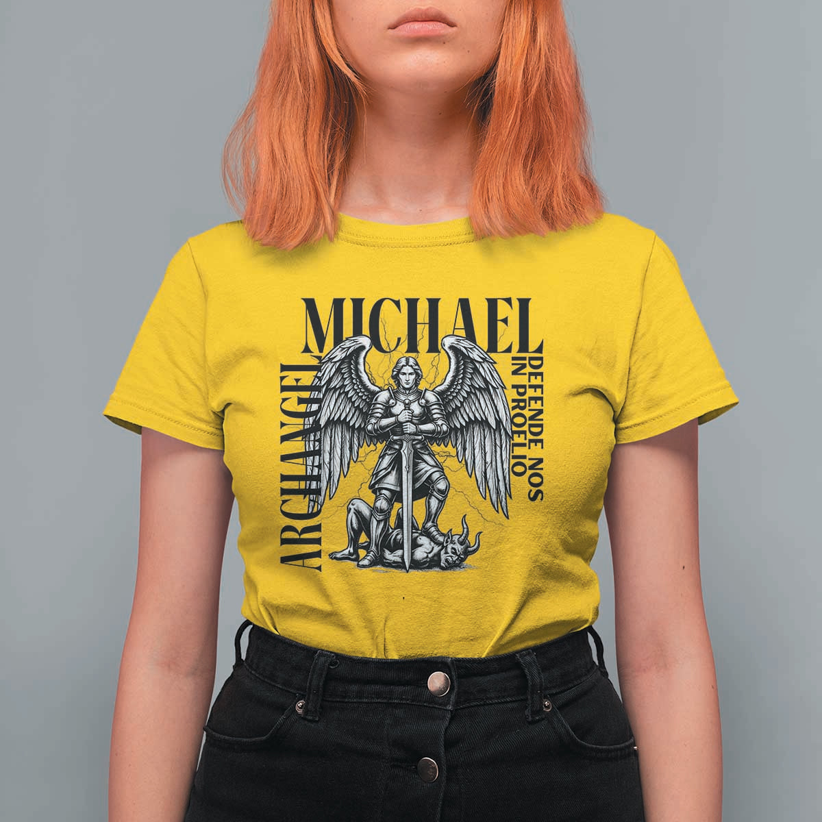 Saint Michael Archangel Defende Nos In Proelio T Shirt For Women Christian Faith Gift