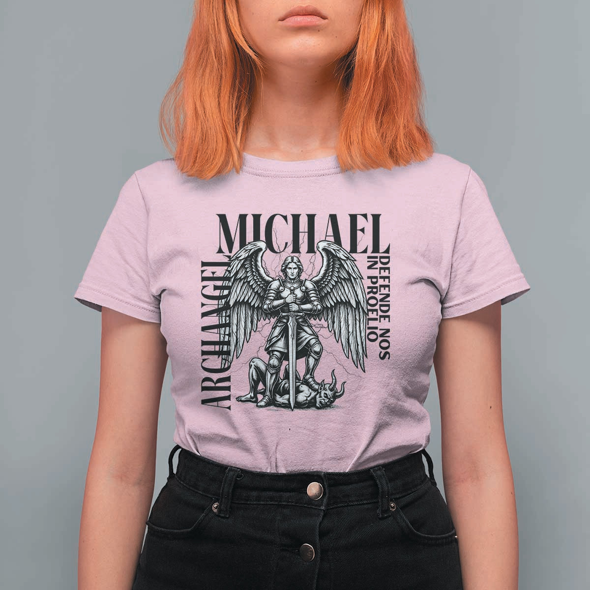 Saint Michael Archangel Defende Nos In Proelio T Shirt For Women Christian Faith Gift