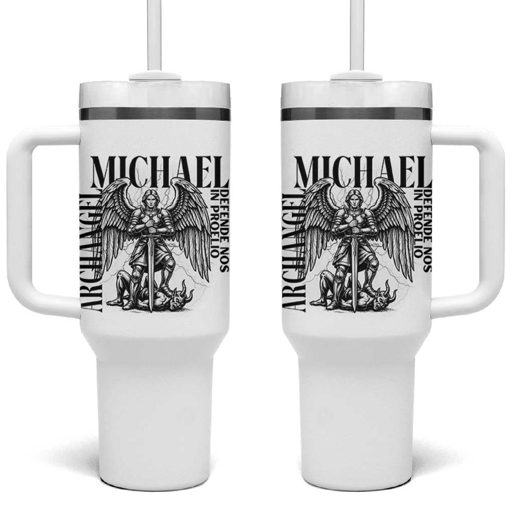Saint Michael Archangel Defende Nos In Proelio Tumbler With Handle Christian Faith Gift