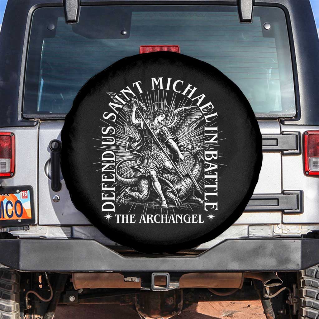 Saint Michael Defend Us In Battle Spare Tire Cover Catholic Protection Gift