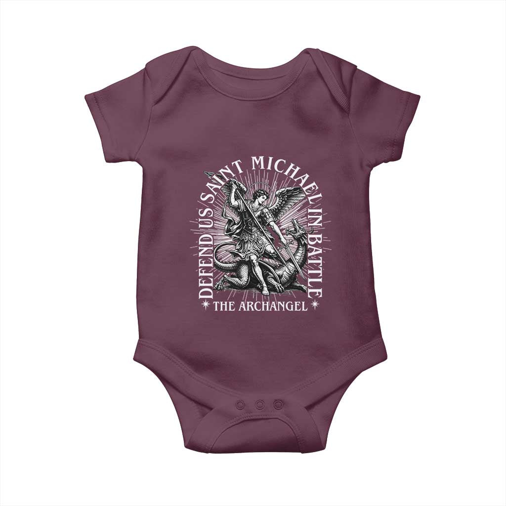Saint Michael Defend Us In Battle Baby Onesie Catholic Protection Gift
