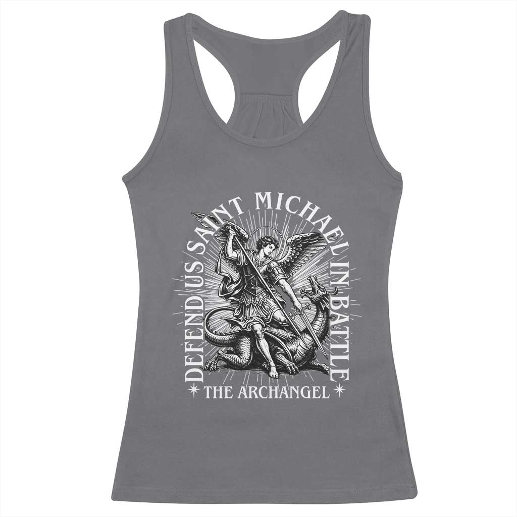 Saint Michael Defend Us In Battle Racerback Tank Top Catholic Protection Gift