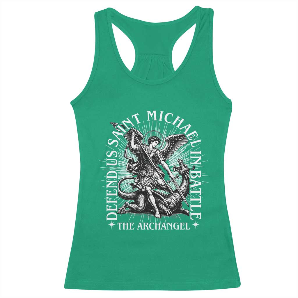 Saint Michael Defend Us In Battle Racerback Tank Top Catholic Protection Gift