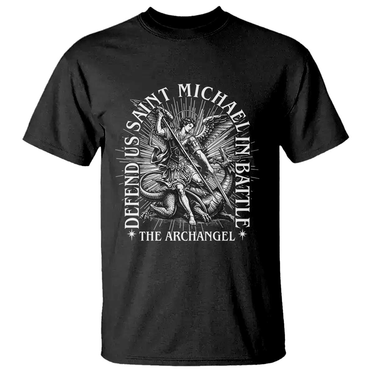 Saint Michael Defend Us In Battle T Shirt Catholic Protection Gift