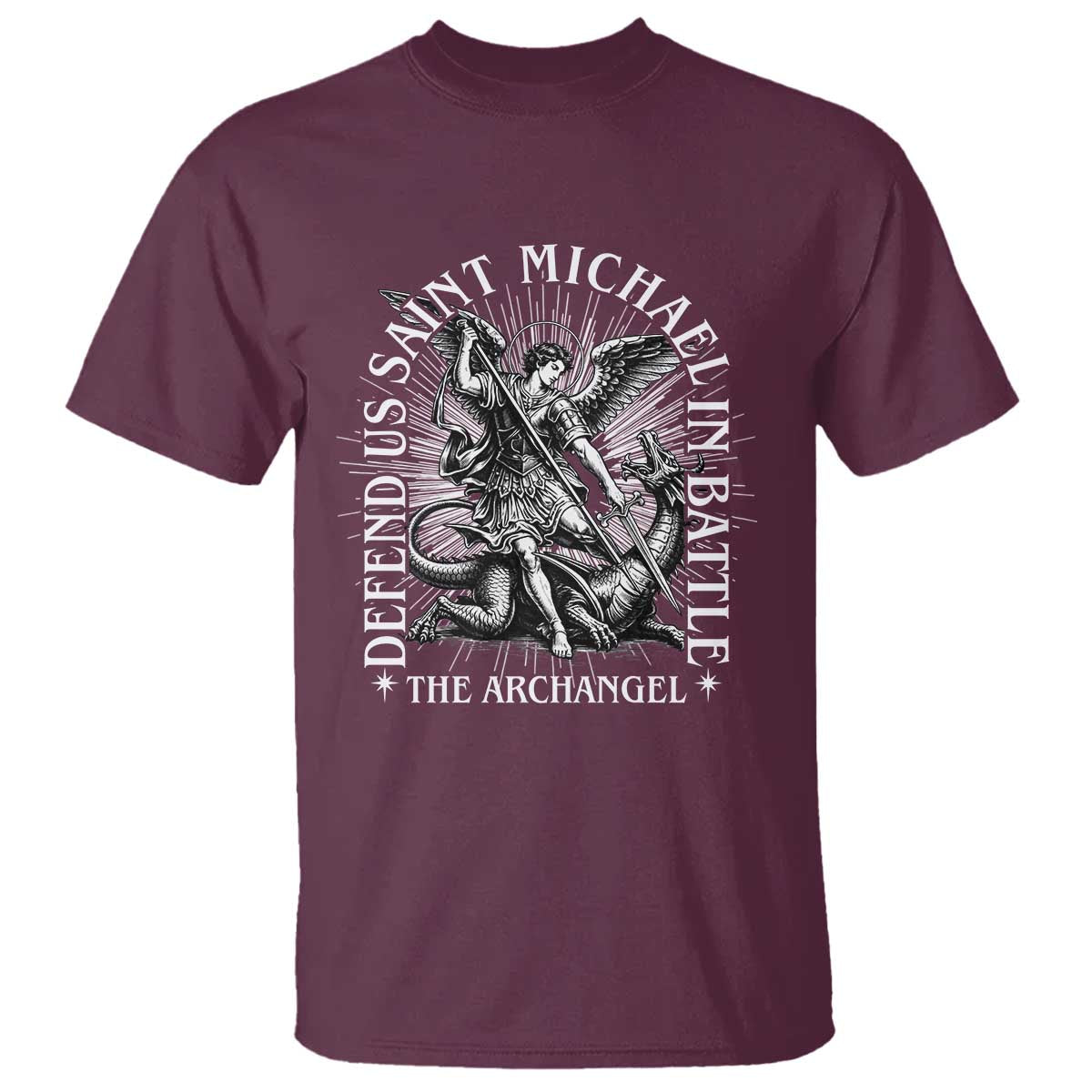 Saint Michael Defend Us In Battle T Shirt Catholic Protection Gift